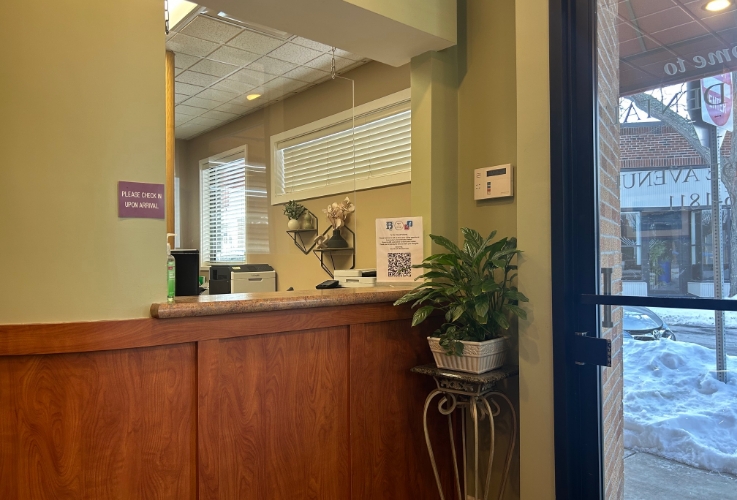 Reception desk at Brooks Dental