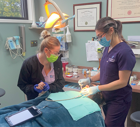 Woman getting a professional teeth cleaning